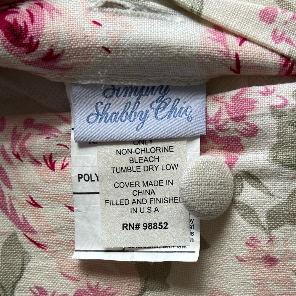 Simply Shabby Chic Rosalie Linen Blend Floral Roses Pillow Cover Pair Cream Pink - Picture 12 of 16